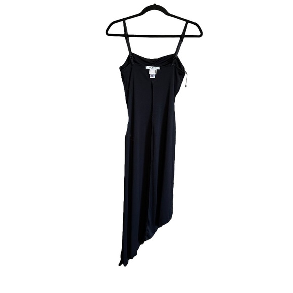 Vintage 90s Y2K La Belle Black Ruched Bust Asymmetrical Hem Slip Dress Size S - Picture 9 of 16